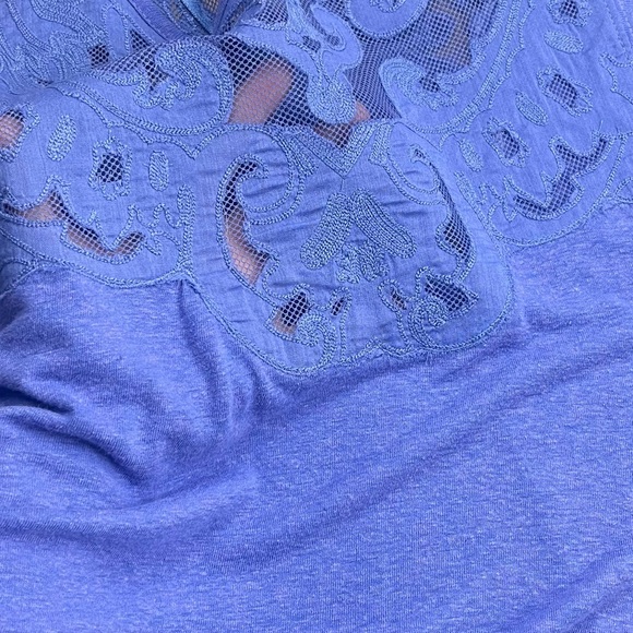 Free People l M Purple Heathered Floral Embroidery Mesh Boho Festival Swing Tank - Picture 9 of 14